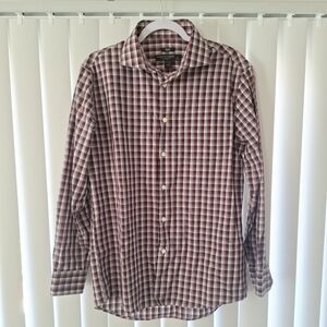 Pronto Uomo Check Button Front Dress Shirt